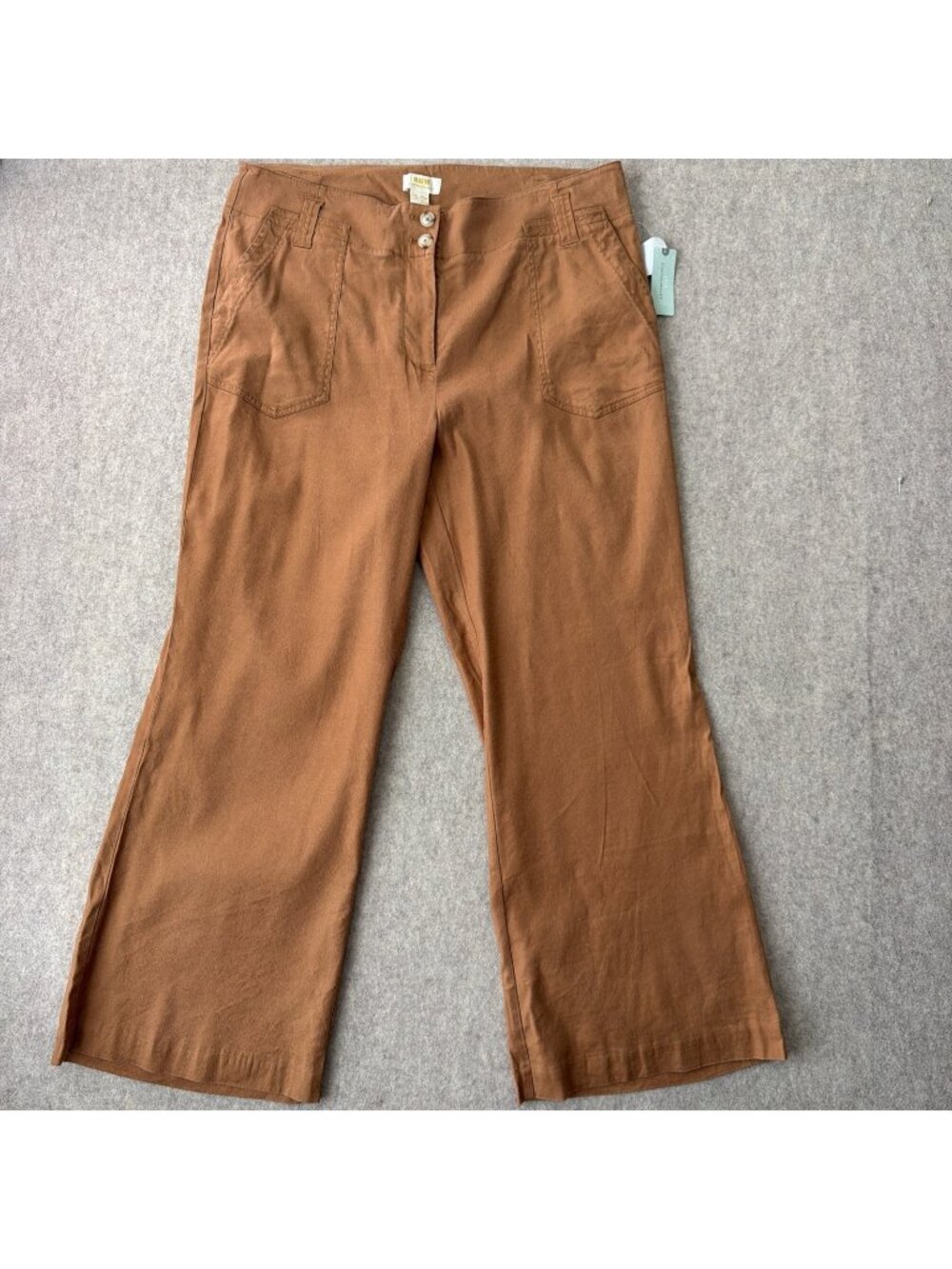 Maeve Naomi Linen Wide Leg Pants Womens 16W Plus Brown Full Length NWT